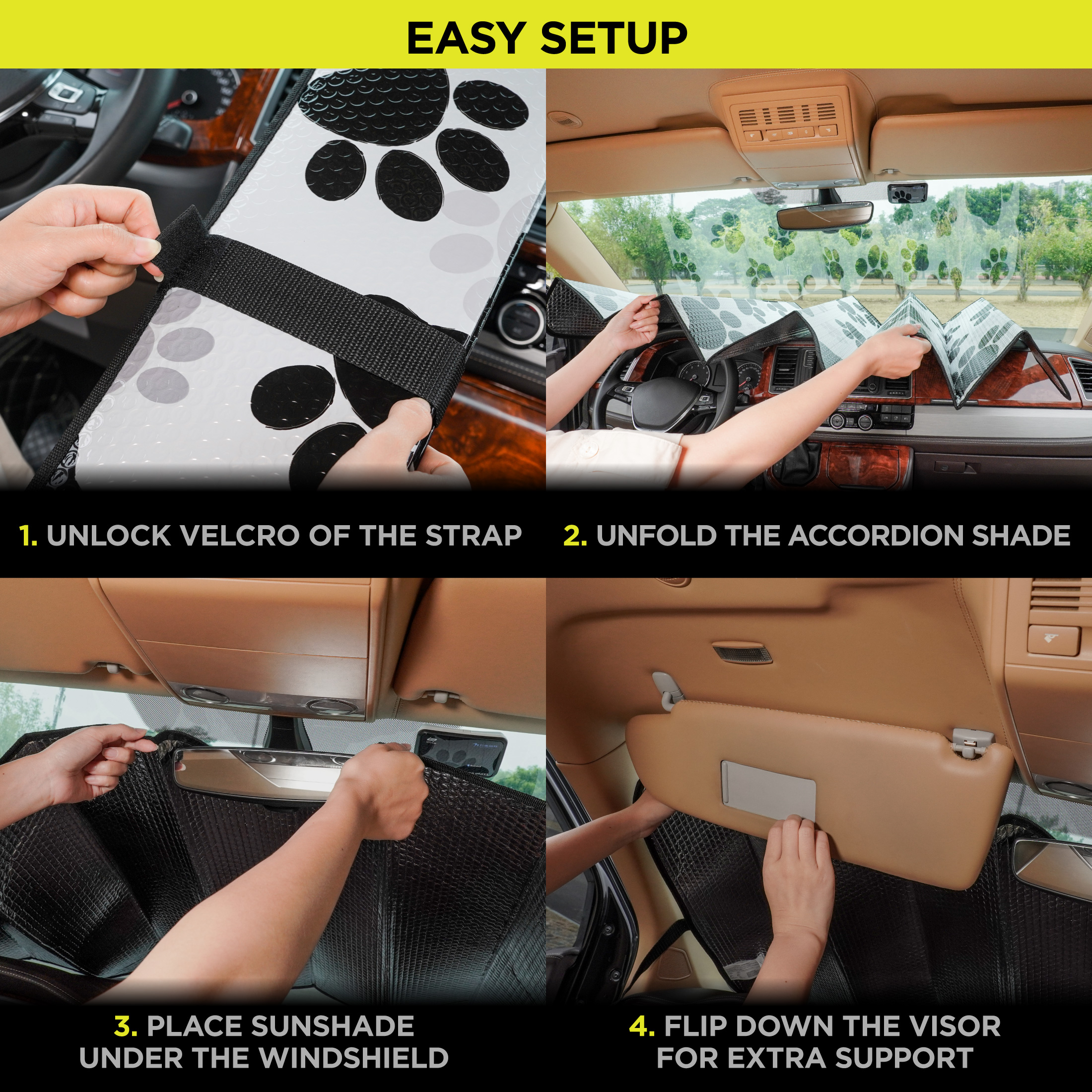 Auto Drive Paw Print Accordion Windshield Sunshade photo 5