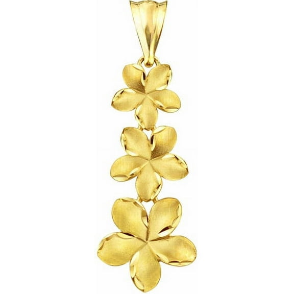 US GOLD 10kt Gold Plumeria Charm Pendant