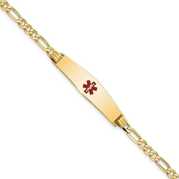 Auriga Fine Jewelry 14K Yellow Gold Soft Flat Figaro Link Id Classic Bracelet 7 inch for Women(L- 7inch, W- 8.5mm)