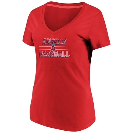 Majestic Angel Fish - Women's Majestic Red Los Angeles Angels Compulsion to Win Plus Size V-Neck T-Shirt