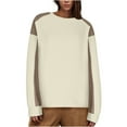 thumbnail image 5 of Diufon Women's Oversize Sweatshirt Knitted Color Block Long Sleeve Crewneck Sweatshirts Casual Pullover Tops, 5 of 7