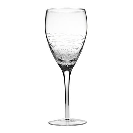 

9 in. Cut Fish & Bubbles Wine Glass Clear