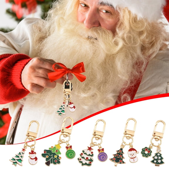 Nkmbld Christmas Ornaments Christmas Series Metal Keychain Pendant Christmas Tree Candy Snowman Pendant, Xmas Gifts for Lovers