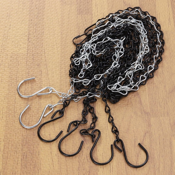 WHAMVOX 2pcs 35 Inch 8 Shape Hanging Iron Chain for Bird Feeders Planters Lanterns Birdbaths Flower Basket (Galvanized)
