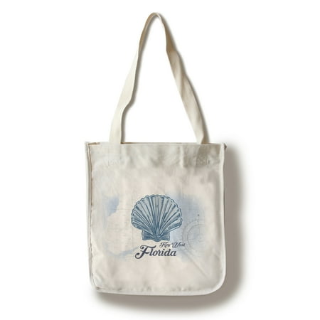 Blue Heaven Key West Key West, Florida - Scallop Shell - Blue - Coastal Icon - Lantern Press Artwork (100% Cotton Tote Bag - Reusable) ()