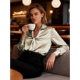 thumbnail image 3 of Deago Women's Long Sleeve Satin Silk Blouse Twist Front V Neck Collared Business Casual Dressy Elegant Shirts Office Work Tops (Champagne, 2XL), 3 of 9