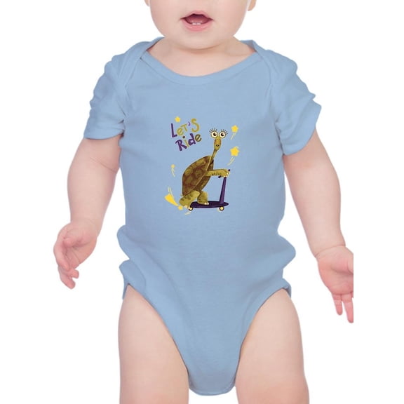 Turtle On Scooter Happy Cartoon Bodysuit Infant -Image by Shutterstock, Newborn