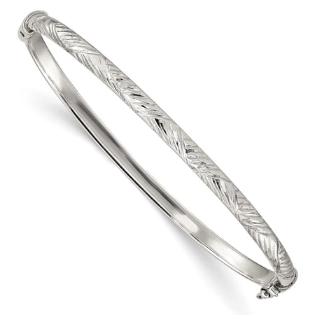 Diamond2Deal 925 Sterling Silver D/C 4mm Bangle Bracelet for Women