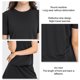 thumbnail image 5 of Camisa deportiva para mujer, cuello redondo, manga corta, tiras reflectantes de secado rápido, camisa de entrenamiento para correr, negro 12, 5 of 6
