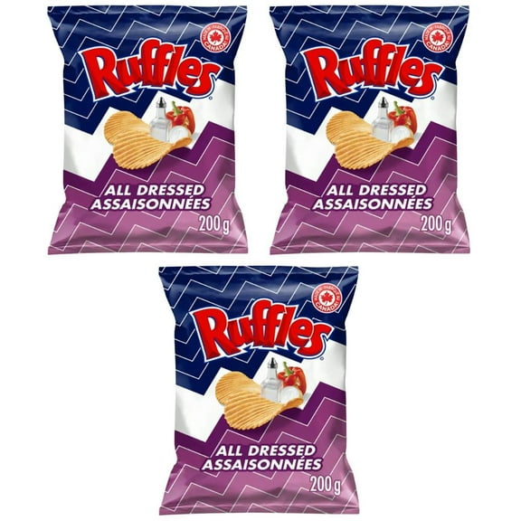 Ruffles All Dressed Flavored Potato Chips, 200g (3 Pack)