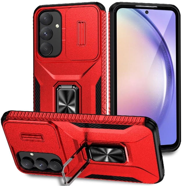 Funda para GANGXUN Samsung Galaxy A55 5G - Soporte metálico, Función magnética, Rojo