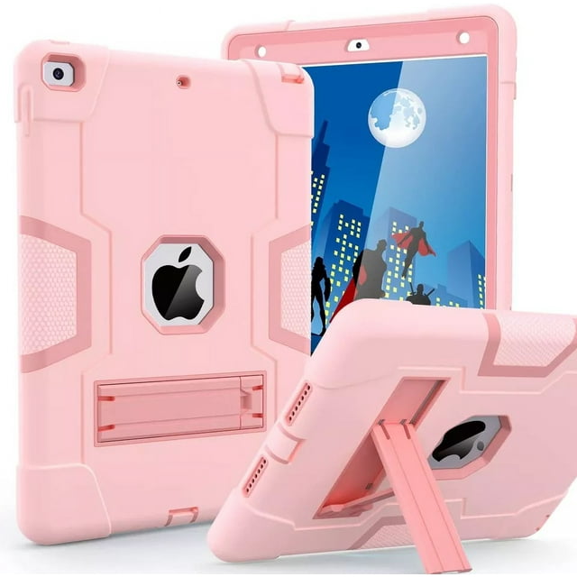 SuperShield iPad 10th Generation Case 10.9 Inch 2022 with Built-in 3 in 1 Kickstand Pencil Holder, Silicone Back Shell Protective Cover Case for iPad 10th Gen - Pink