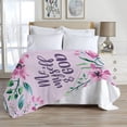 thumbnail image 6 of Purple Floral Blue Bible Verse Blanket Religious Throws Gifts for Women Men, Christian Decor Healing Prayer Plush Soft Lightweight Flannel Fleece Blankets Scripture for Chair Bed Couch 60x50In, 6 of 8