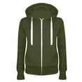 thumbnail image 3 of Ecqkame Womens Slim Fit Lightweight Zip Up Hoodie Fashion Women Casual Hooded Slim Zipper Fleece Sweater Coat Army Green B XXL, 3 of 3