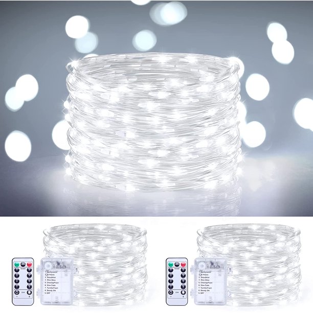 HQZY Fairy Lights Cool White Battery Operated, Waterproof Copper Wire
