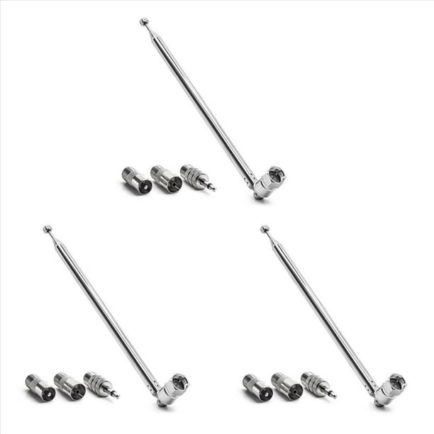 3X Antena de Varilla Adaptador de 3,5 mm Antena de Radio FM Reemplazo de Tornillo TelescóPico Tipo F Conector de Enchufe Macho Receptor EstéReo AV