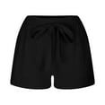 thumbnail image 5 of biudgviw Summer Shorts for Women Casual Boho Front Tie Knot Shorts High Waisted Cotton Linen Comfy Beach Bottoms, 5 of 5