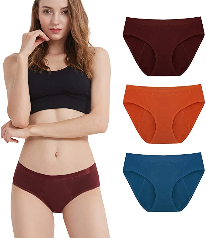 INNERSY Teens Leakproof Period Panties Cotton Menstrual Protective Underwear Postpartum Briefs 3 Pack