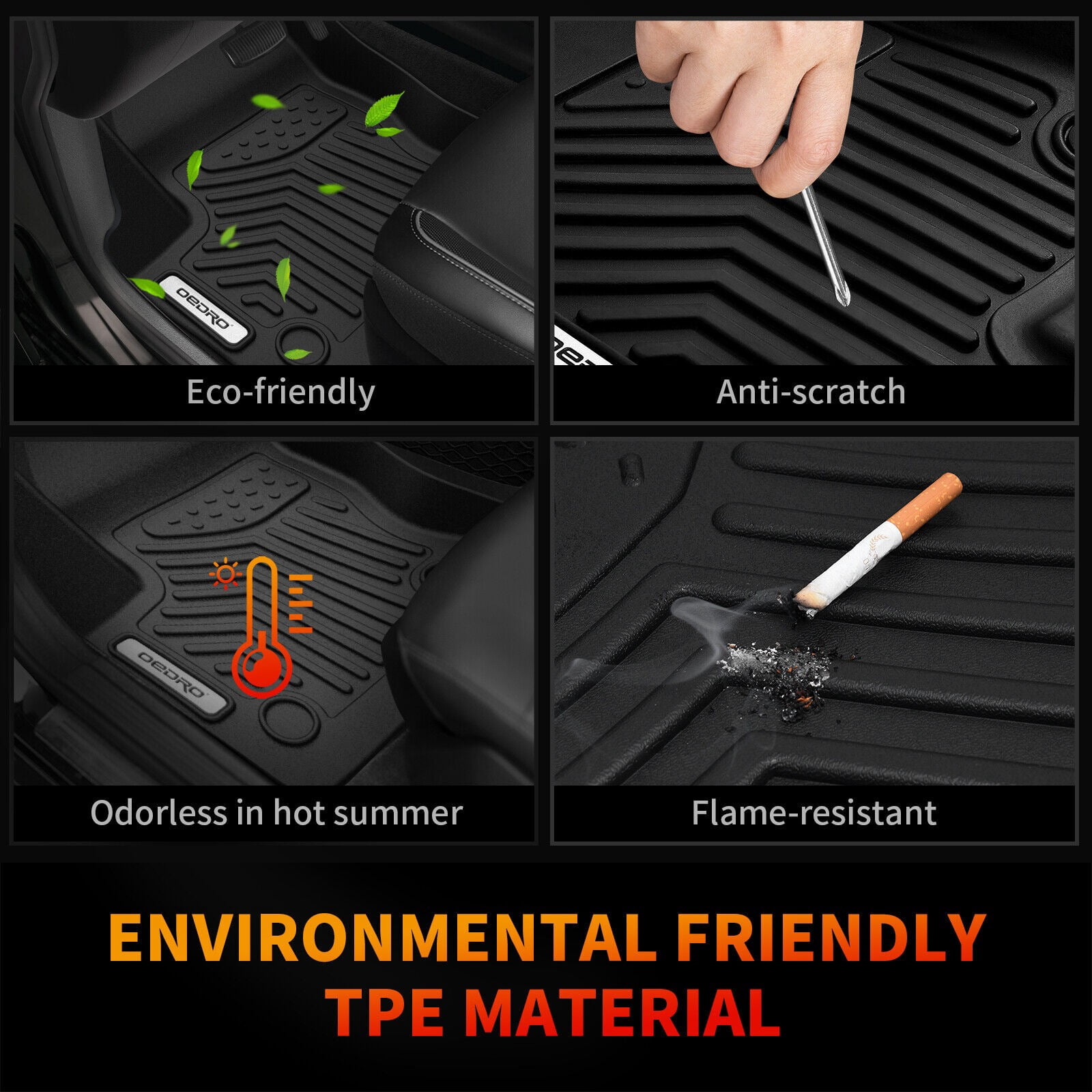 RVNI Floor Mats Liners for 2013-2019 Ford Escape 2013-2018 C-Max TPE All-Weather Guard
