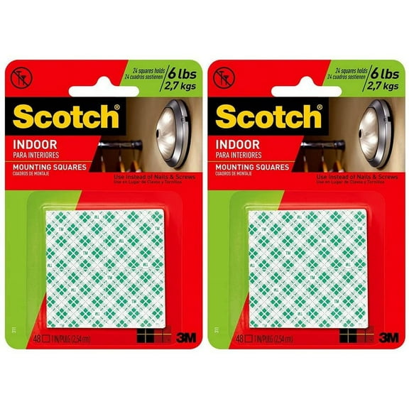 3M Scotch 311DC Heavy Duty 1-Inch Mounting Squares, 48 Count (2 Sets)