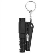 Keychain Car Escape Glass Breaker Window Punch Hammer Tool with Integrated Emergency Whistle & Seatbelt Cutter Black