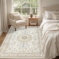 thumbnail image 4 of 5x7 Area Rugs Living Room Rug: Washable Vintage Boho Rug No Slip Stain Resistant Soft Carpet Indoor Floor Floral Large Carpets for Bedroom Dining Room Farmhouse Nursery Hallway Home Office Beige, 4 of 9