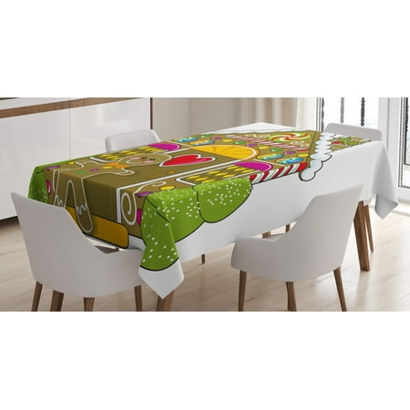 

Gingerbread Man Tablecloth Cute Gingerbread House Decorated with Colorful Candies Man Graphic Figure Rectangular Table Cover for Dining Room Kitchen 60 X 84 Inches Multicolor by Ambesonne