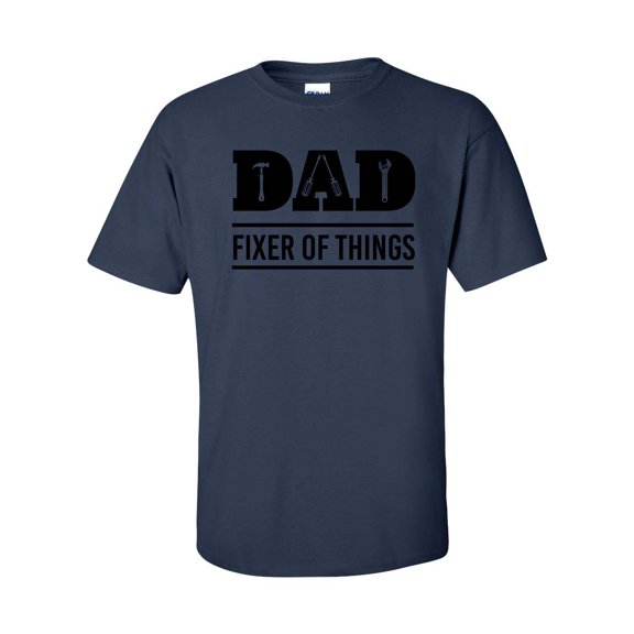 Men's Father's Day Dad Fixer of Things Short Sleeve T-shirt-Navy-5xl