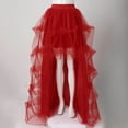 thumbnail image 4 of Yuncity Women Skirts Solid Color High Waist Elastic Maxi A-Line Mesh Asymmetrical Ruffle Summer Leisure Evening Ceremonies Wear Women's Skirts Size XL Red, 4 of 5