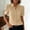 Khaki, variant on Women Summer Tops Collared Short Sleeve Botton Down Lace Loose Blouses Trendy Formal Work Shirts