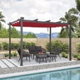 thumbnail image 2 of PURPLE LEAF Pergola 10' X 12' Outdoor Retractable Pergola with Sun Shade Canopy Patio Metal Grape Trellis Pergola Grill Shelter Pergola for Porch Garden Yard, Terra, 2 of 13