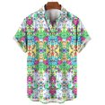thumbnail image 3 of Camisa hawaiana con cuadros coloridos y diseño de arcoíris para hombre, de gran tamaño, informal, de manga corta, con botones simples, para playa, verano, 3 of 5