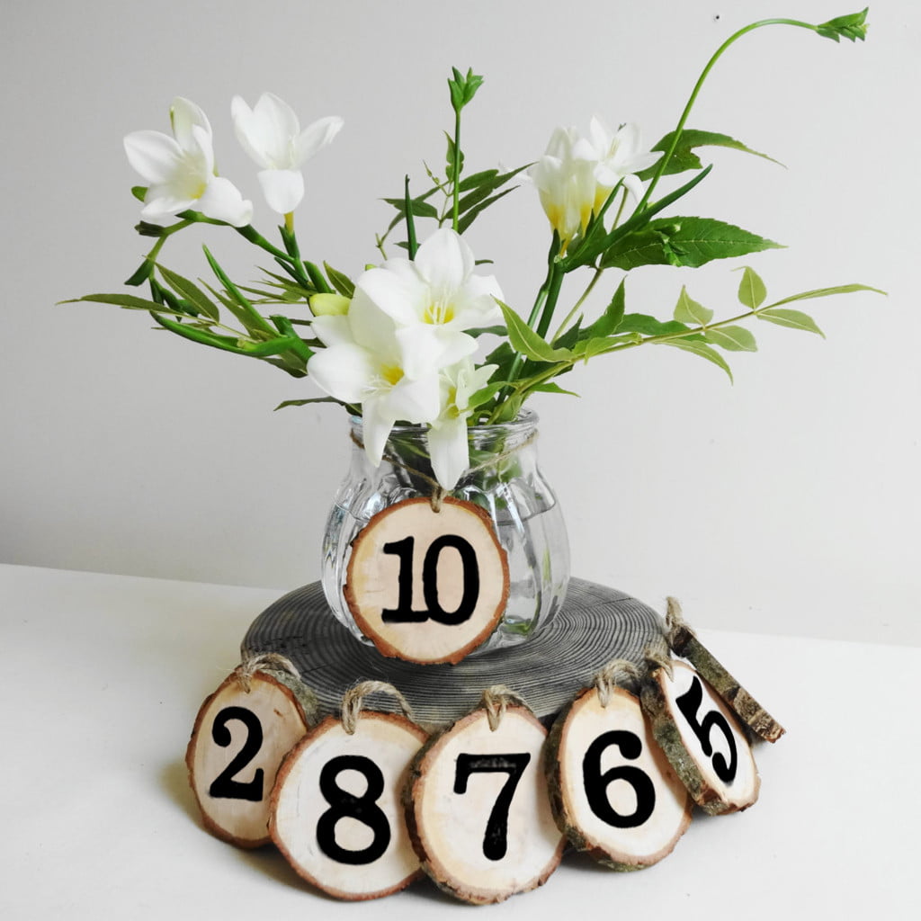 Wooden Craft Wedding Table Home Decor Rustic Hanging Ornament 1-10 Numbers DIY 
