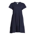 thumbnail image 2 of Time and Tru Women's Short Sleeve Tiered Knit Dress with Pockets, 2 of 5