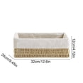 thumbnail image 3 of Handwoven Rattan Wicker Basket Storage Organizer, Rectangular Design, Wooden Handle Bars, Durable Natural Straw, Home Storage for Clothes Toys, 28x20x10cm, 3 of 6