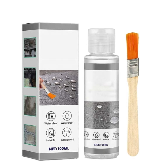 Invisible Liquid Waterproof Adhesive, Transparent Waterproof Coating, Water-Based Waterproof Agent, Anti-Leakage Waterproof Sealant for Roofs, Walls, Garden, Terraces, Indoor & Outdoor (100ML)