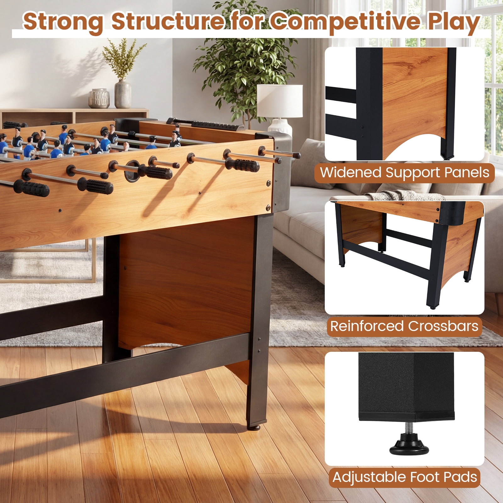 Gymax 47'' Competition Full Size Soccer Game Table w/22 Players 2 Balls Slide Scorers Natural