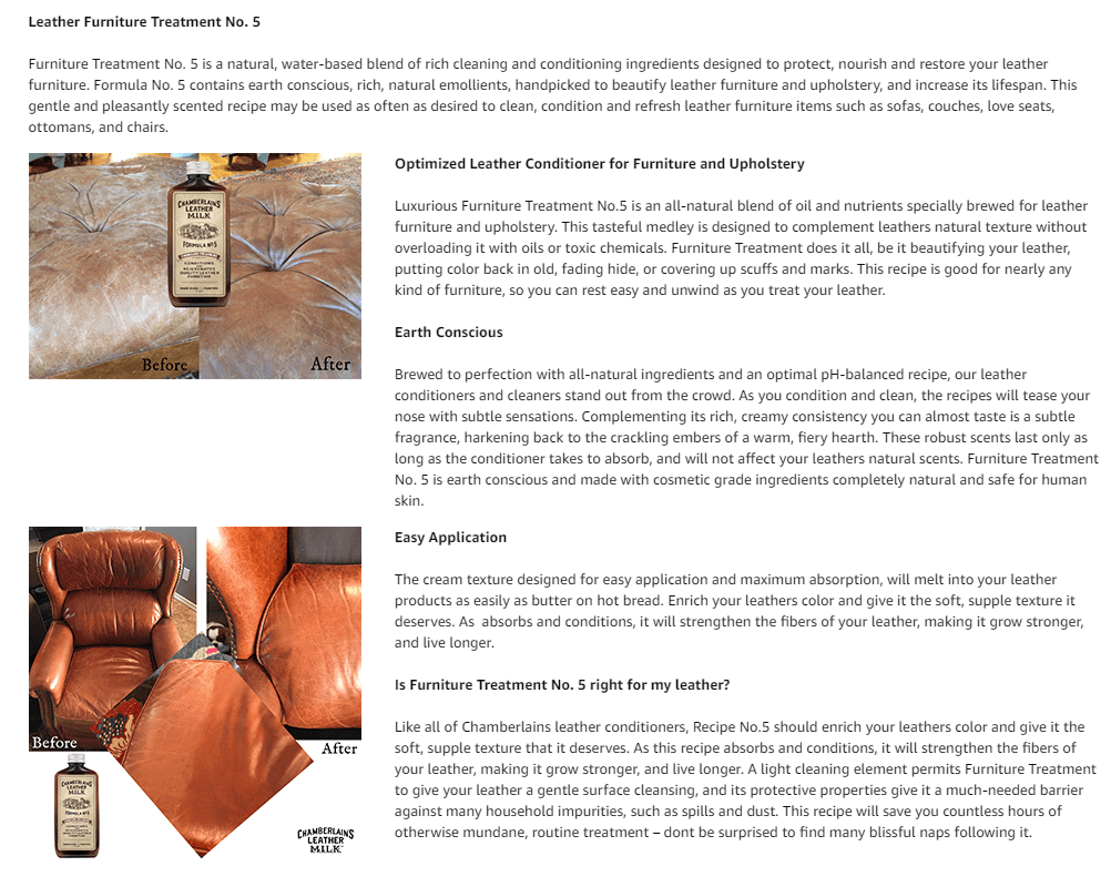 Chamberlain S Furniture Treatment Formula No 5 Leather
