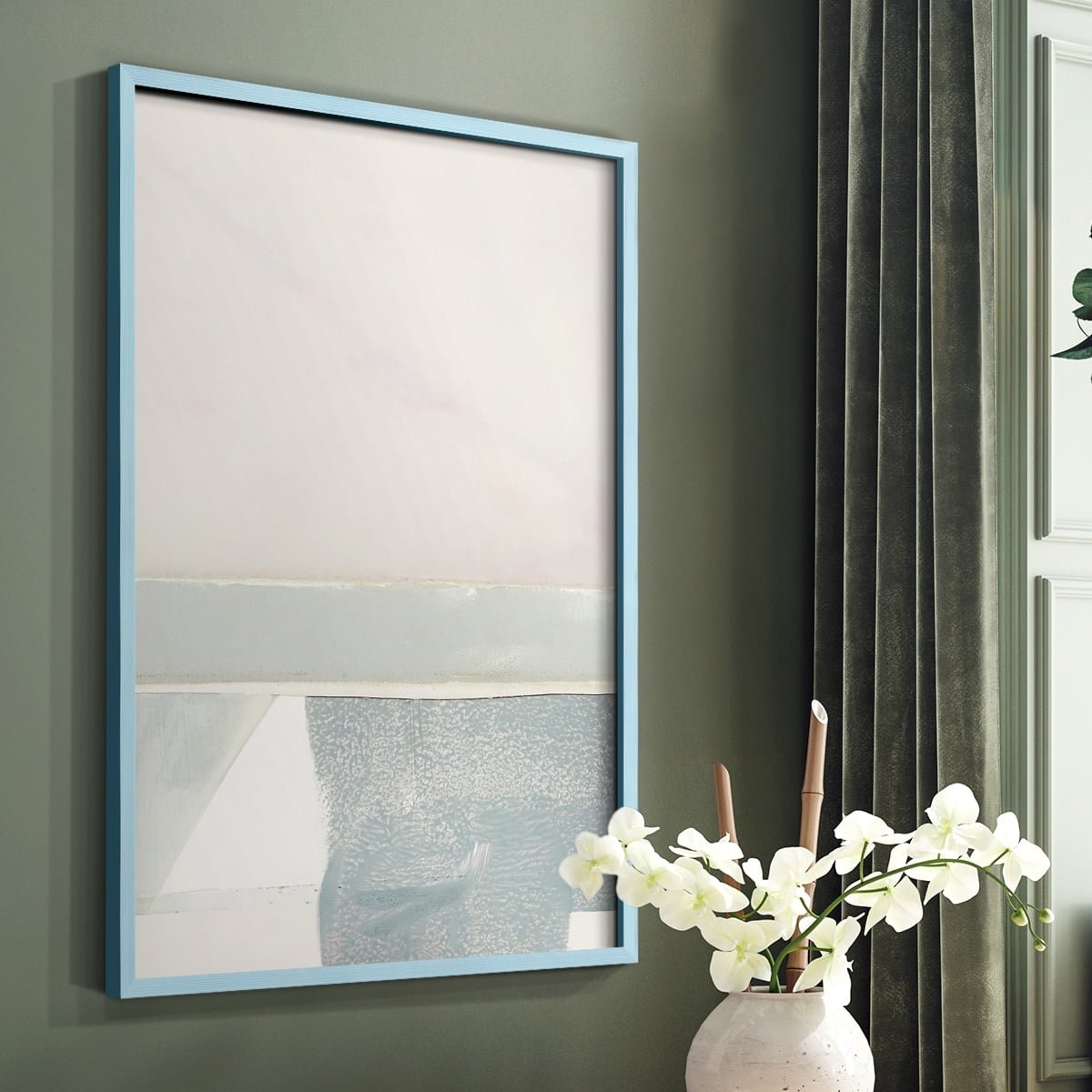 Couturier I Framed Print in Blue Solid Wood Framed Print No Nail Hanging