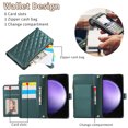 thumbnail image 6 of Allytechgroup Galaxy S24 Plus Wallet Case with Cards Holder Zipper Pocket, RFID Blocking Hand Wrist Shoulder Strap Stylish Girls Women Phone Case for Samsung Galaxy S24 Plus, Darkgreen, 6 of 9