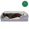 thumbnail image 6 of FurHaven Pet Products Velvet Waves Perfect Comfort Full Support Orthopedic Sofa-Style Pet Bed for Dogs & Cats - Granite Gray, Jumbo, 6 of 14