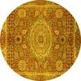 thumbnail image 1 of Ahgly Company Machine Washable Indoor Round Abstract Yellow Modern Area Rugs, 3' Round, 1 of 4