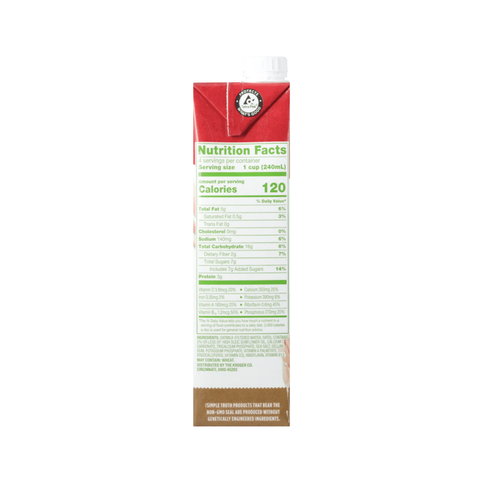 Simple Truth Dairy Free Shelf Stable Original Oat Milk Quart , 32 oz , 2 Pack + Bonus