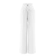 thumbnail image 7 of Cutuoiiu Pants for Women Solid Color Loose Wide Leg Casual Pants Smocked High Waist with Drawstring Side Pocket Lightweight Spring Fall Summer Beach Daily Wear, 7 of 7