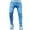 Blue, variant on Miluxas Mens Pants , Men Solid Button Zipper Custom Fit Irregular Ripped Jeans Light Blue 10(XL)