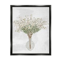 Stupell Industries White Daisy Wildflowers Arrangement Delicate Glass Vase Painting Jet Black Floating Framed Canvas Print Wall Art, Design by Ziwei Li