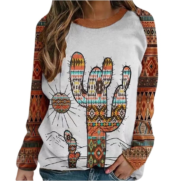 Camiseta de manga larga con cuello redondo para mujer a la moda, blusa suelta con estampado de verano Fridja ghj987+4269