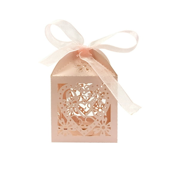 Wrapables® Hearts and Flowers Wedding Party Favor Boxes Gift Boxes with Ribbon (Set of 50), Pink
