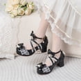 thumbnail image 5 of SACFOF Women's Kawaii Shoes Cross Strap Pumps Cute Ankle Strap Mary Jane Shoes Wedding Lace Mid Chunky Heel Pumps, 5 of 6