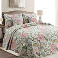 thumbnail image 1 of Cozy Line Home Fashions Courtepointe Réversible en Coton 100 % à Motif Floral Rouge et Blanc en Floraison, Ensemble de Literie Couvre-Lit (Vert Camellia, Grand Lit - 3 Pcs), 1 of 5